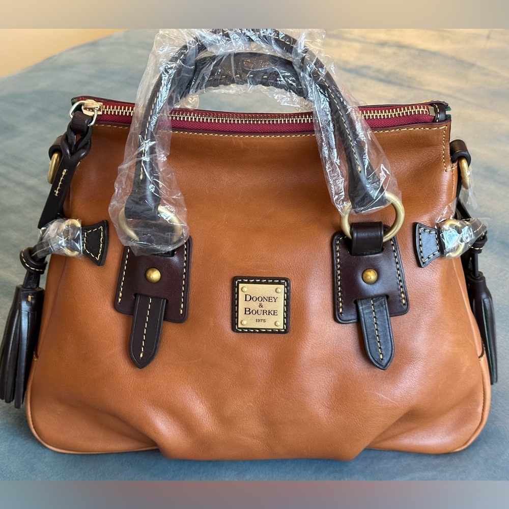 Dooney & Bourke Natural Florentine Leather Small Stanwich Satchel w/ T'moro Trim